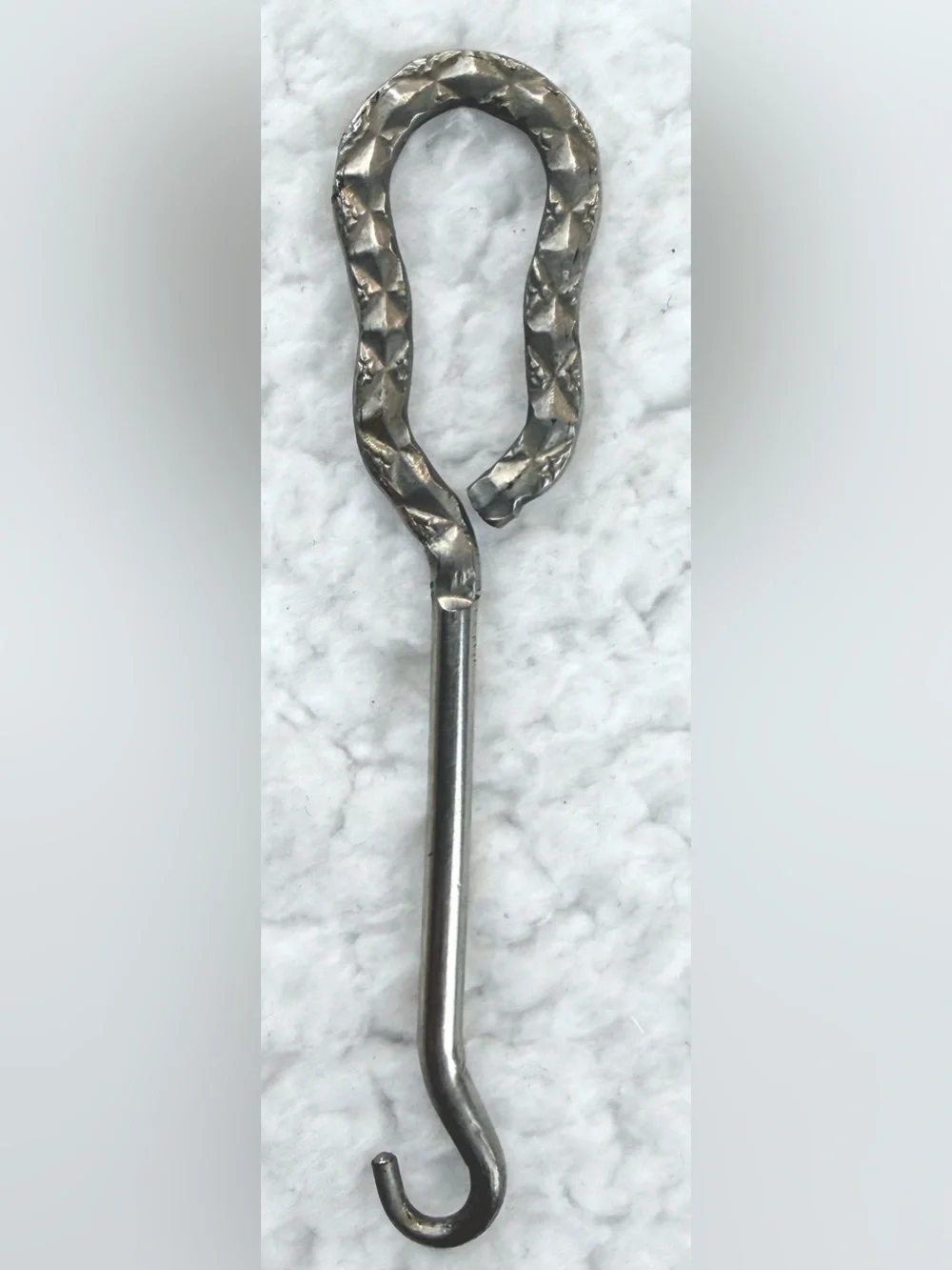 Antique/Vintage Silver Hammered Metal Button Hook Sewing Tool, OS